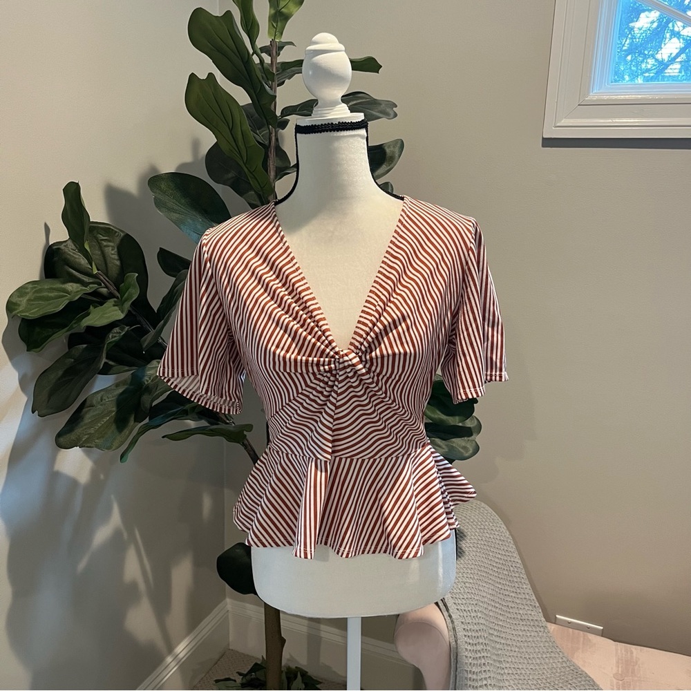 NWT!! Peplum Striped Blouse